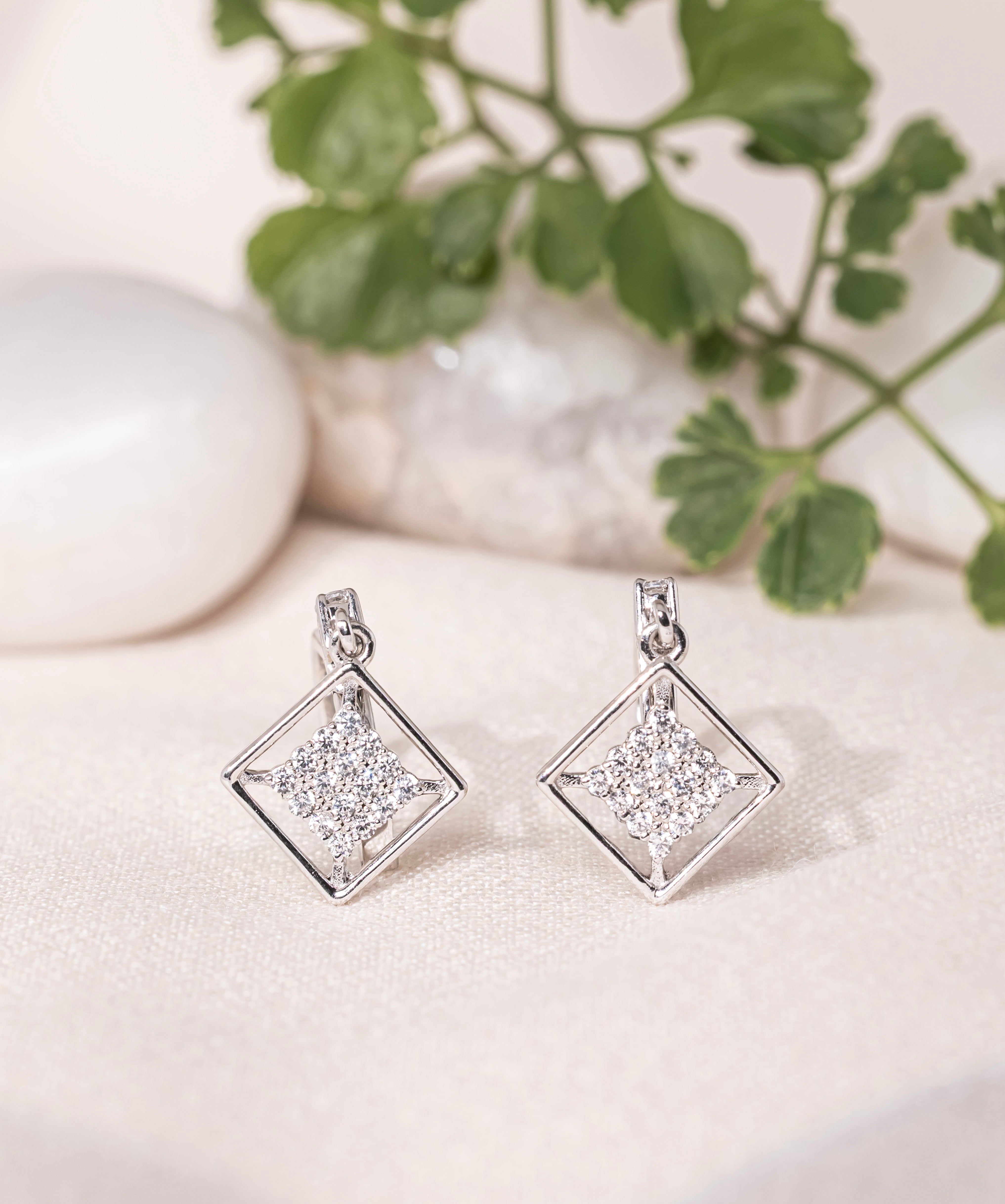 Aura Diamond Drop Hoop Earrings